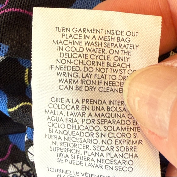 Cabi Blue Floral Mesh Dress Size M Long Sleeve V-Neck Casual A-Line Classic - Picture 10 of 10